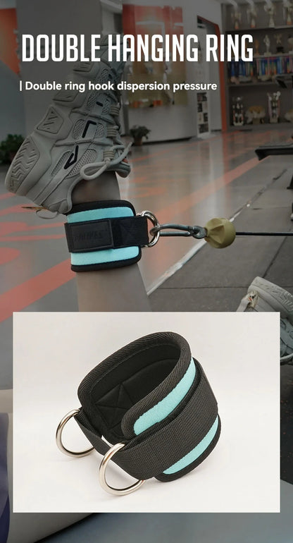 Adjustable D-Ring Ankle Straps for Cable Machines