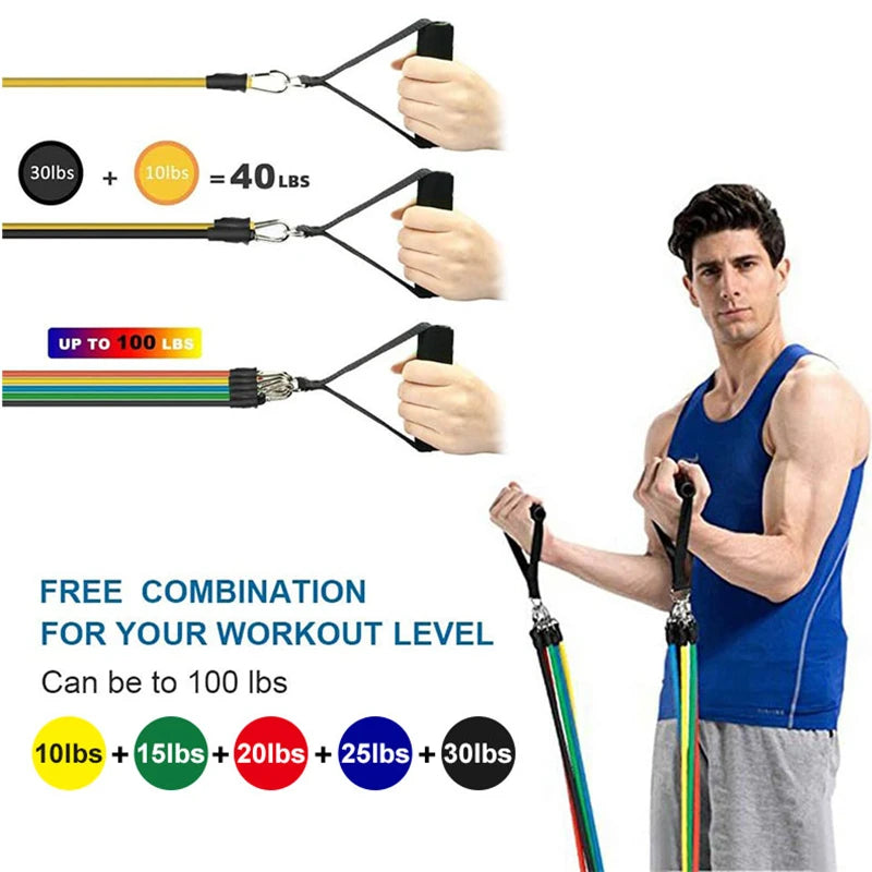 11pcs/Set Pull Rope, Resistance Bands, Portable Fitness Equipment.