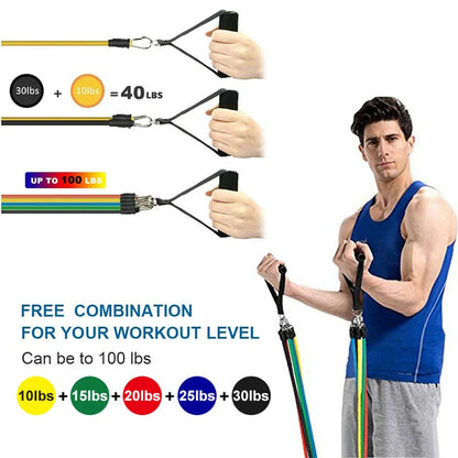 11pcs/Set Pull Rope, Resistance Bands, Portable Fitness Equipment.
