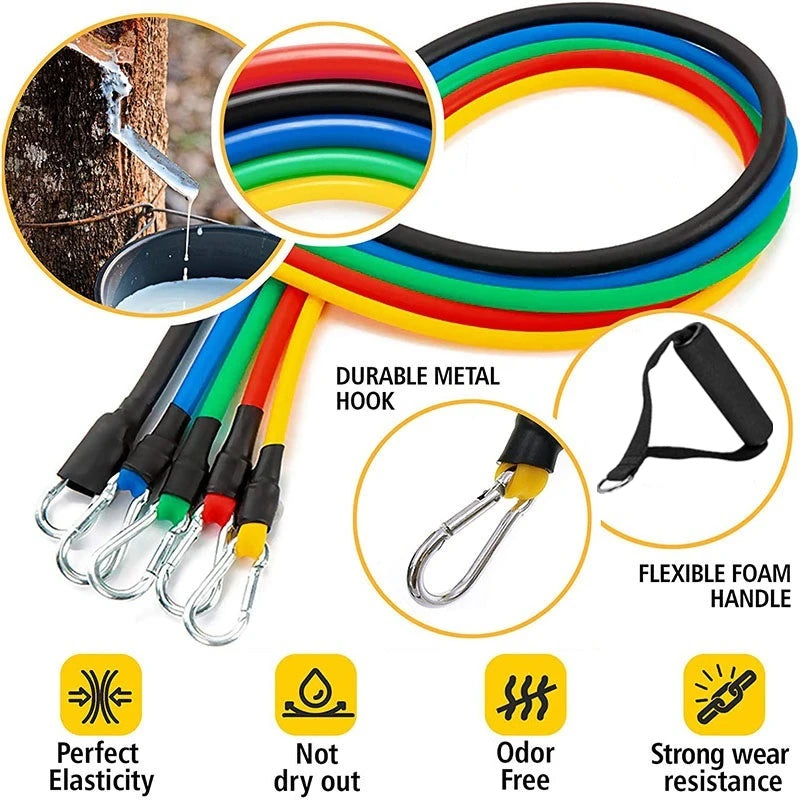 11pcs/Set Pull Rope, Resistance Bands, Portable Fitness Equipment.