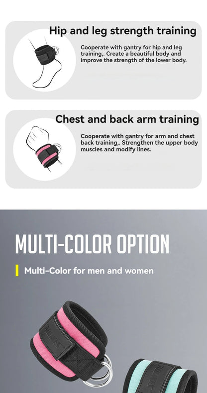 Adjustable D-Ring Ankle Straps for Cable Machines