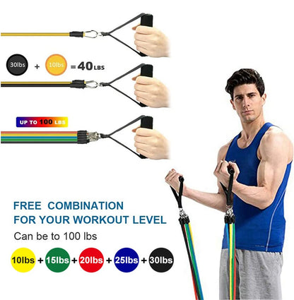 11pcs/Set Pull Rope, Resistance Bands, Portable Fitness Equipment.