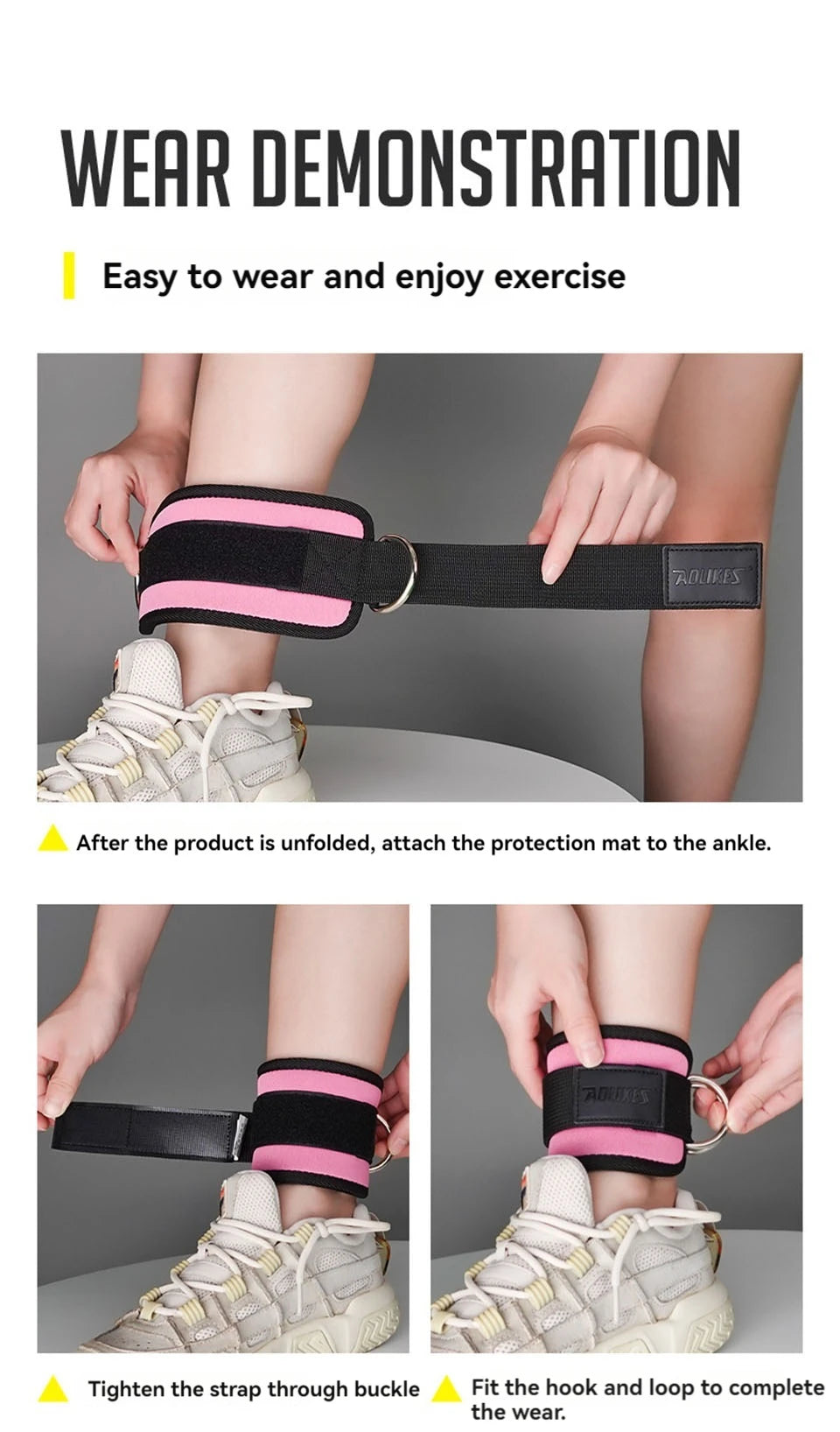 Adjustable D-Ring Ankle Straps for Cable Machines