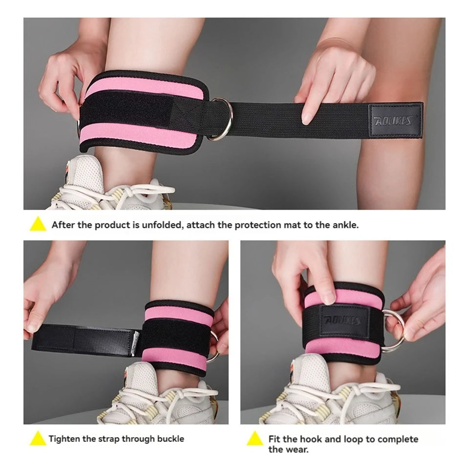 Adjustable D-Ring Ankle Straps for Cable Machines